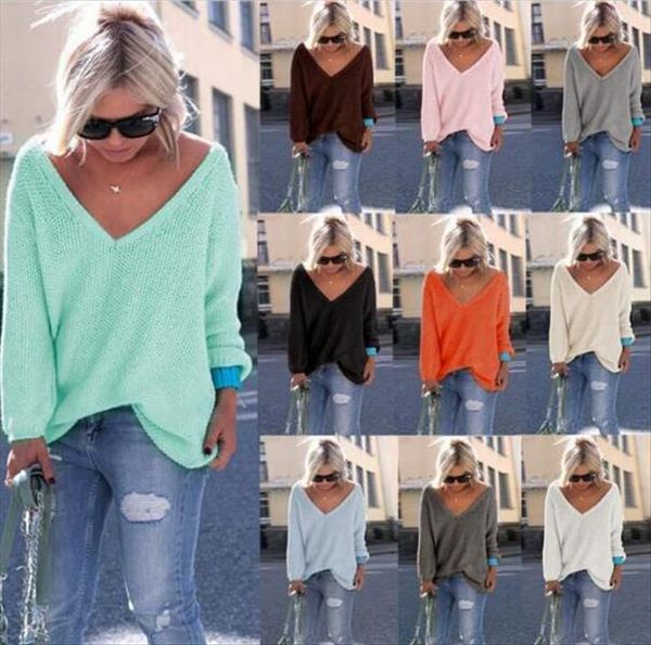 

2021 new winter autumn style v collar long sleeve solid color v neck sweater women fashion sexy, White;black