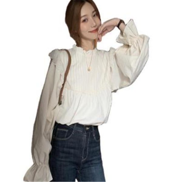 

yashangyi camisas feminina6new spring long sleeve print womens blouses and harajuku streetwear shirts clothes, White