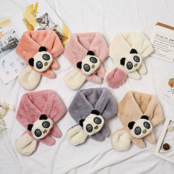

children's scarf parent-child scarfs plush faux rabbit fur faux rabbit fur autumn and winter boys and girls bibs to keep warm in winter, Blue;gray