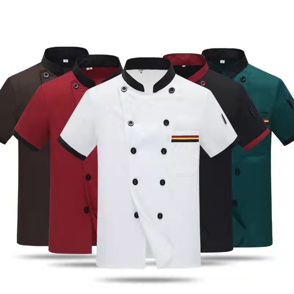 

costumes men long-sleeved chef jacket l service working wear restaurant kitchen work tooling chef uniform cooking clothes women 89, Black;red