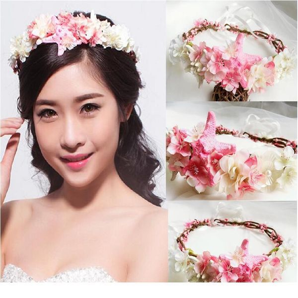 

starfish bridal wedding flower wreath wedding decoration hair headdress flower crown hair accessories adjustable party jllnqu