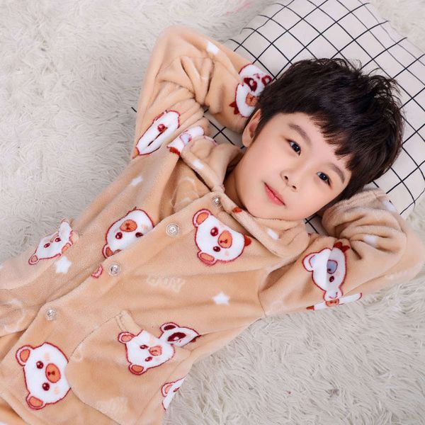 

children's flannel pajamas in autumn winter and e3cr, Blue;red