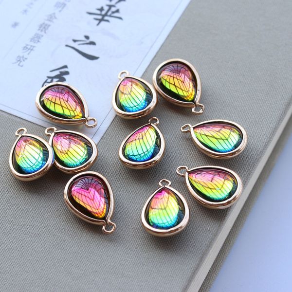 

wholesale gradual change teardrop charm rose gold plated accessories for cloth jewelry making, Bronze;silver