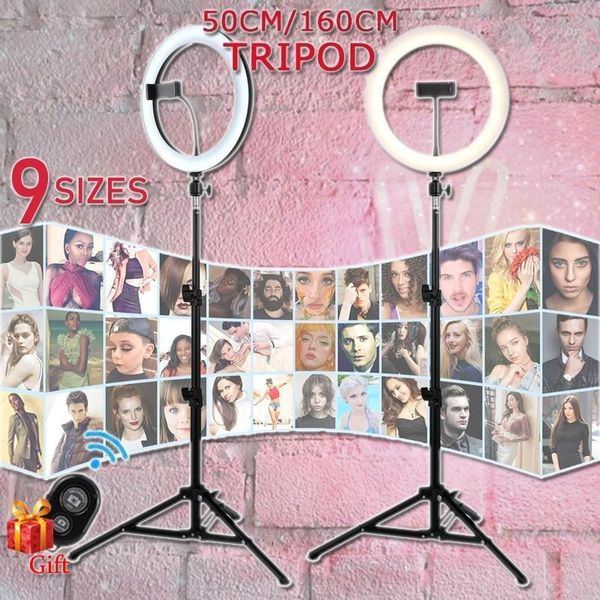 

flash heads 16/26cm pography youtube led selfie three-speed cold warm stepless lighting dimmable ring light phone video lamp1