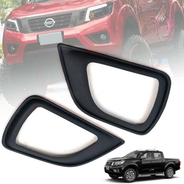 

2pcs kit car new black front left + right bumper fog light lamp cover grille fit for 2016-2017 nissan np300 navara frontier d23 4wd
