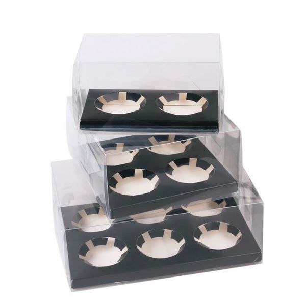 

5шт черный белый бумажный бумажный кекс коробка 2 4 6 12 отверстий однократное торт упаковочный ящик свадебный день рождения вечеринка кекс