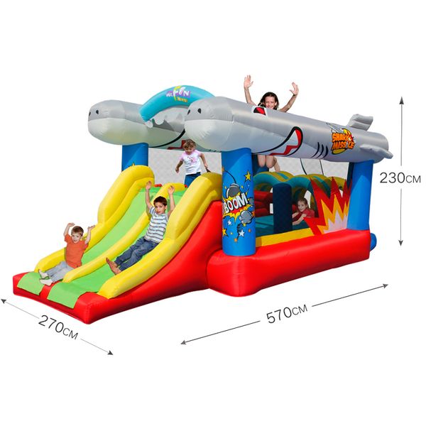 

household inflatable flying fish jumping castle with basketball hoop ball pit children's outdoor playground naughty castle dry slide co