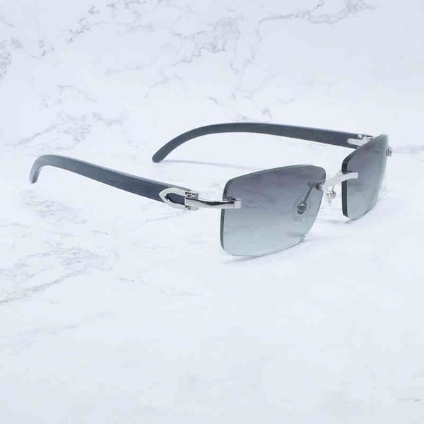 

2022 factory wholesale new buffalo horn rimless square luxury designer white black buffs sunglasses trendy glasses gafas de sol