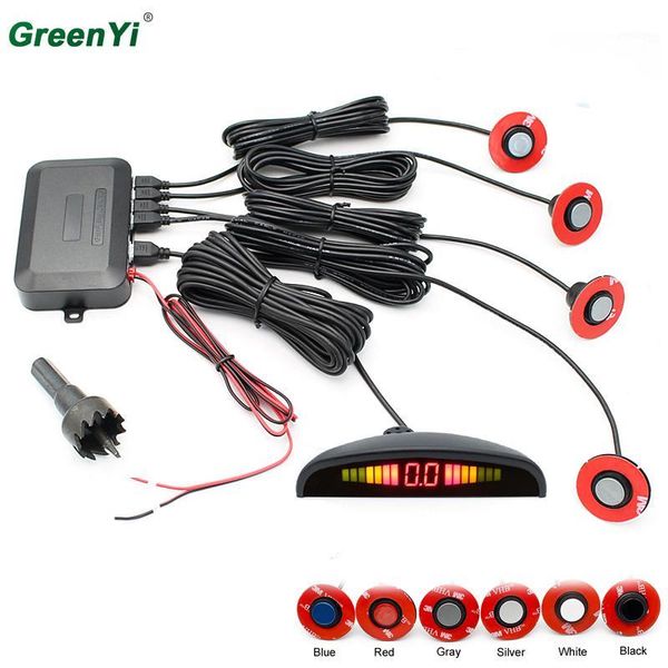 

car rear view cameras& parking sensors 16mm adjustable flat radar led backlight display sensor reverse backup detector with buzzer alert 6 c