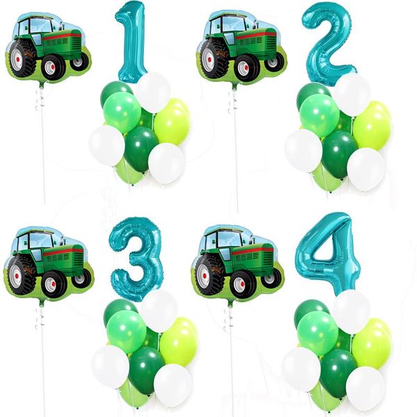 

party decoration farm tractor balloons with 32 inch tiffany blue number foil balloon theme birthday decorations kids toys globos