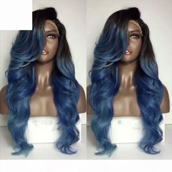 

high temperature resistant simulation human hair long synthetic hair ombre synthetic wigs lace front wigs in stock, Black