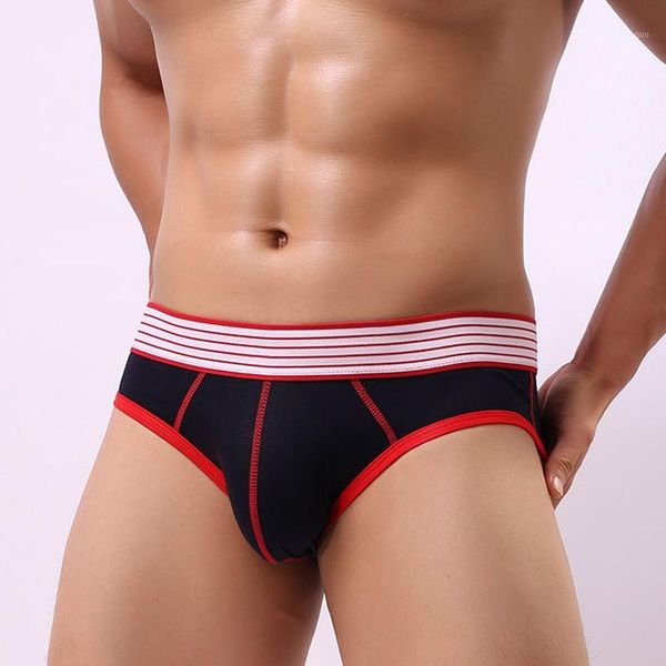 

low waist men underwear striped briefs shorts u-convex bulge pouch underpants gay briefs bikini male cotton sleepwear1, Black;white