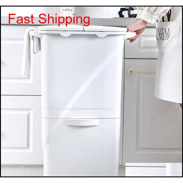 

kitchen press trash can sorting trash bin household dry and wet separation waste bin pedal classification rub qylyry garden2010