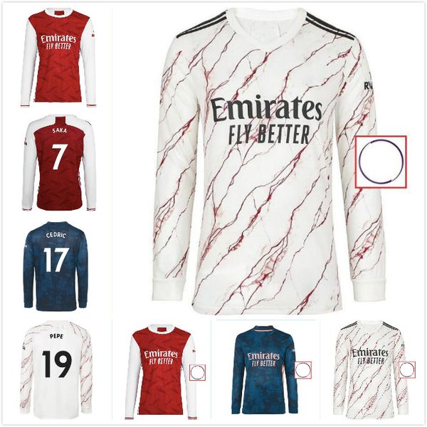 

long sleeve full saka soccer jersey 20 21 pepe saka willian nicolas ceballos guendouzi sokratis tierney 2020 2021 football shirt, Black;yellow