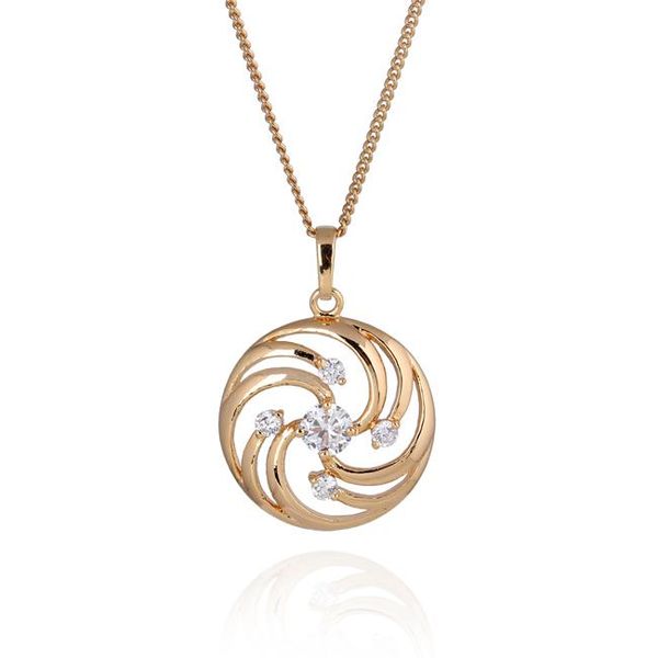 

chains wholesale delicate yellow gold-color clear round cubic zirconia pendant women necklace no nickel, Silver
