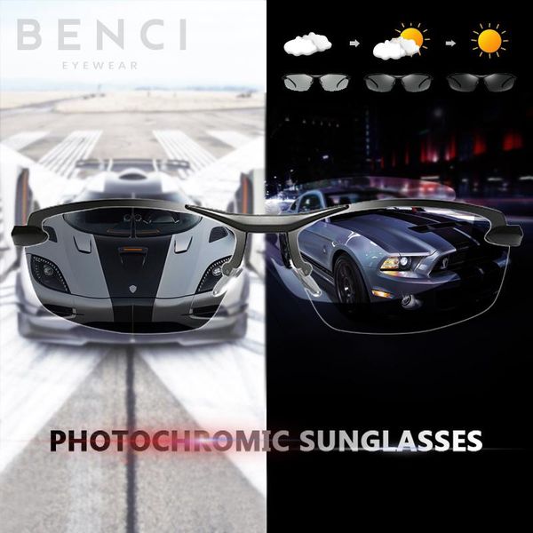 

pchromic outdoor sunglasses men polarized driving chameleon male change color sun glasses day night vision driver's eyewear, White;black