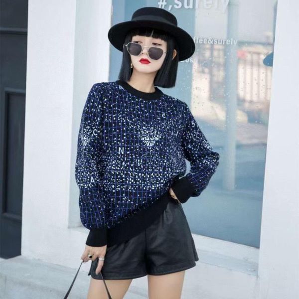 

women's sweaters 2021 brand design runway fashion winter autumn letters gypsophila snowflakes starry sky lattice knitting sweater for w, White;black