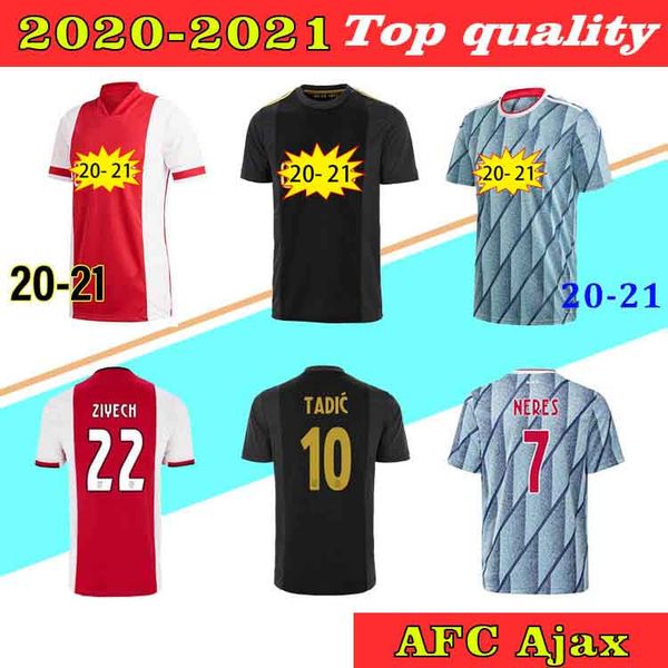 

20 21 ajax amsterdam fc 50th soccer jersey 2020 2021 promes tadic neres men kids player version football shirts 50 year uniforms kits, Black;yellow