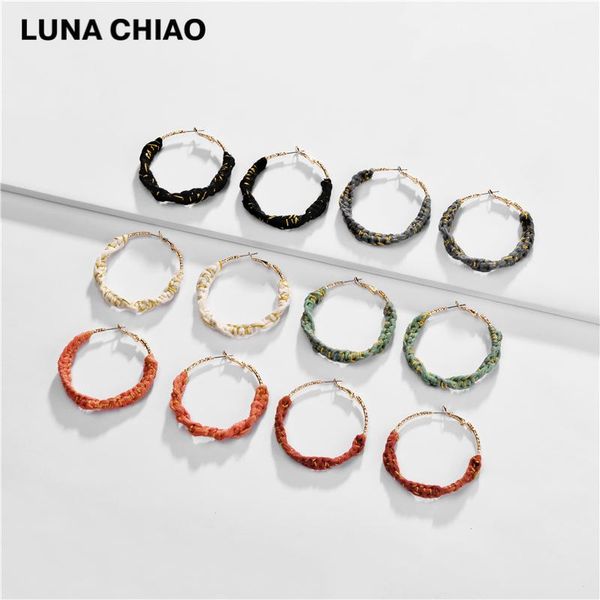 

hoop & huggie chiao fashion jewelry 2021 fall winter boho braided big earrings for women, Golden;silver