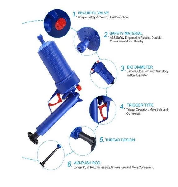 

air pressure toilet dredge air pressure type toilet plunger high pressure air blaster pipeline cleaning tool water pipe dredger wmtepi