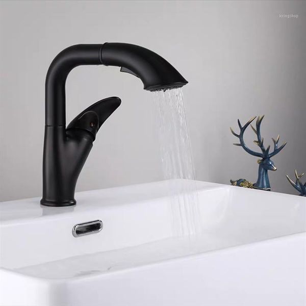 

wzly basin faucets chrome/black copper lift type pull out bathroom 360 rotate faucet cold water sink mixer taps torneira1