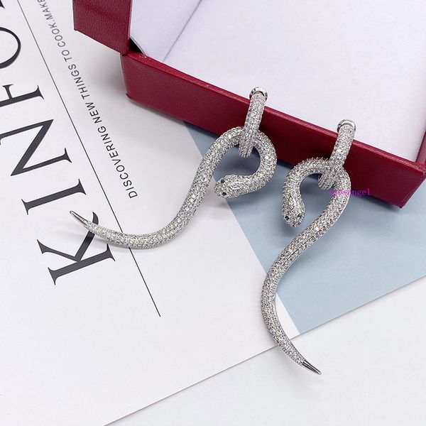 

merry christmas to you3d s snakes with luxury zirconium boa constrictor earrings with exaggerated earrings, Silver