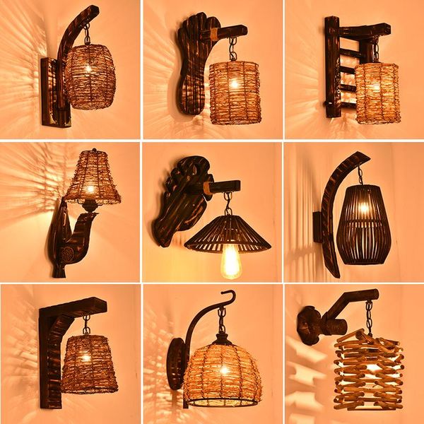 

wall lamp antique bamboo bedroom bedside creative