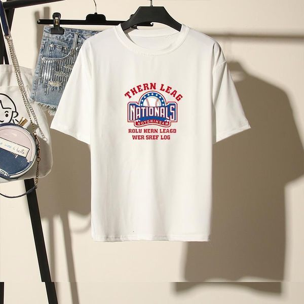 

print t-shirt female short-sleeved european and american pattern geometric loose shirt short sleeve drop shipping good quality, White