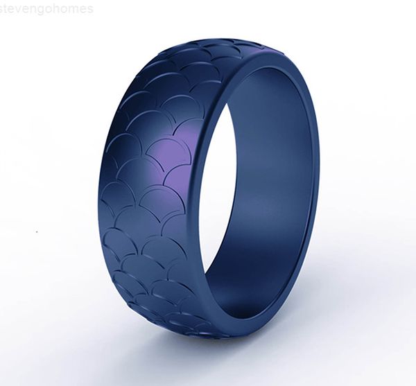 

for fish silicone men women wedding scale texture band rings flexible safety rubber modern athletic sports jewelry gifts, Silver