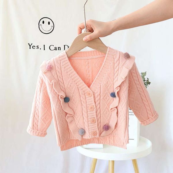 

baby girls' winter korean 2020 knitwear children's lovely solid color long sve v-neck sweater 0coomh7z, Blue