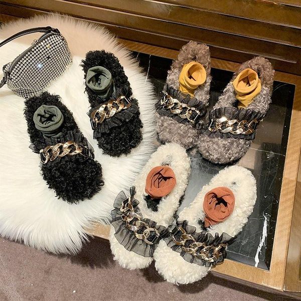

moccasin shoes women female footwear modis casual sneaker all-match round toe loafers fur moccasins new dress 2020 winter basic, Black