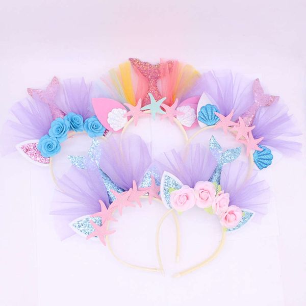 

children's headwear gold pink mermaid hairband beach theme party series hair accessories, Silver