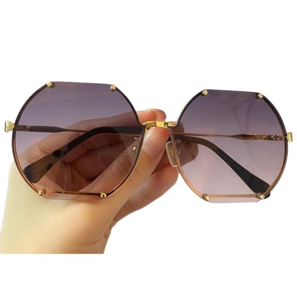 

sunglasses rimless gradient women men with brand sqaure sun glasses female uv400, White;black