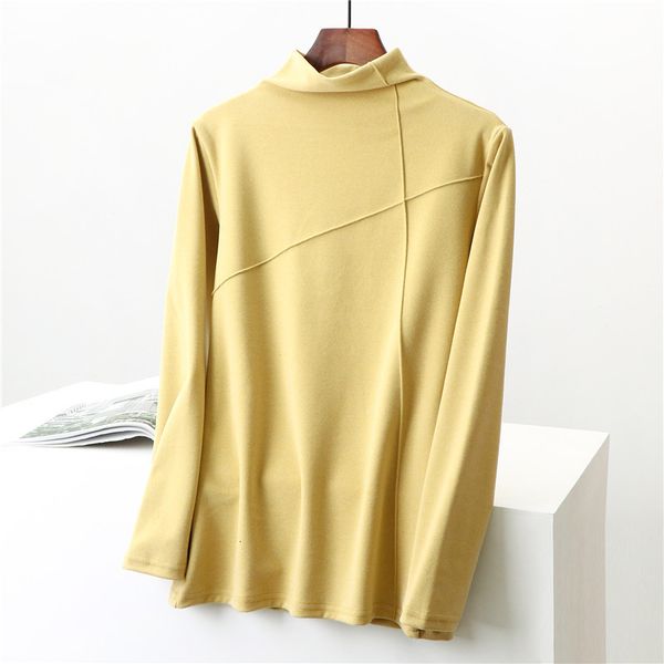 

2021 new women's casual elastan clothes warm autumn and winter size big turtleneck high base shirt regular sleeve 2avq, White