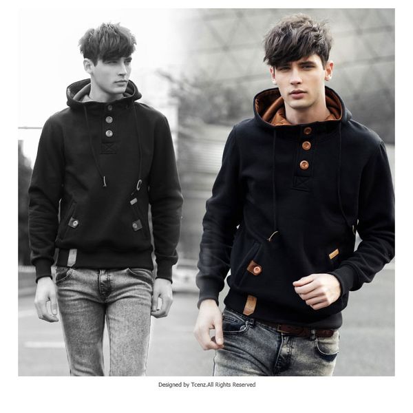 

sweater men's autumn and winter new men's hooded sweater jacket european and american college wind pullover hoodie factory direct, Black