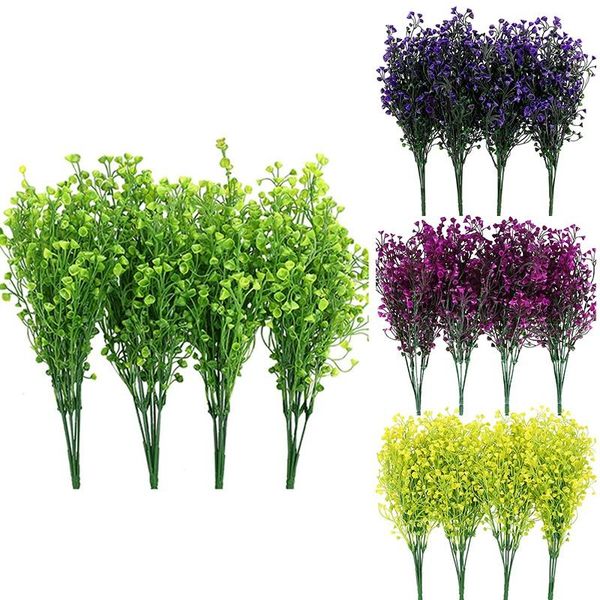 

rtificial shrubs 8 pack fake outdoor uv resistant plants , plastic