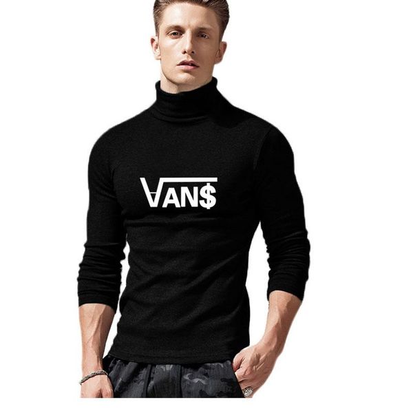 

winter 2021 street trend men's high-neck monochrome fashion printed long-sleeved pullover embroidered warm bottom shirt, White;black