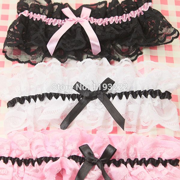 

princess lace floral leg garter belt soft elastic wedding party bridal cos cosplay stocking suspender srap, Black;white