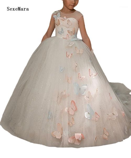 

girl's dresses elegant ball gown flower girl dress 3d butterfly first communion for girls kid peagant real pictures1, Red;yellow
