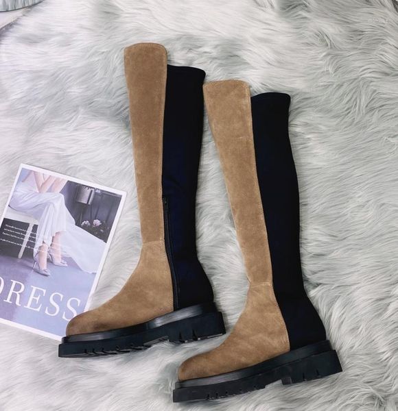 

boots 2021 women's leather fall/winter trend looks thin stretch boots1, Black