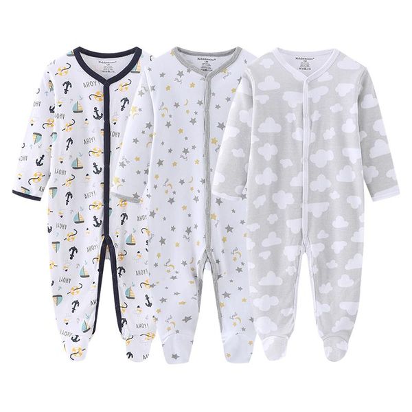 

2020 newborn cotton 1/3pcs romper baby boy clothes full sleeve 0-12m baby girl clothes autumn girls clothing ropa de, Blue