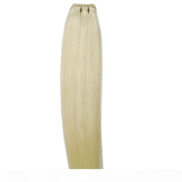 

new year straight wave hair weaves double wefts 100g pc 613 russian blonde color can be dyed human remy hair extensions, dhl, Black