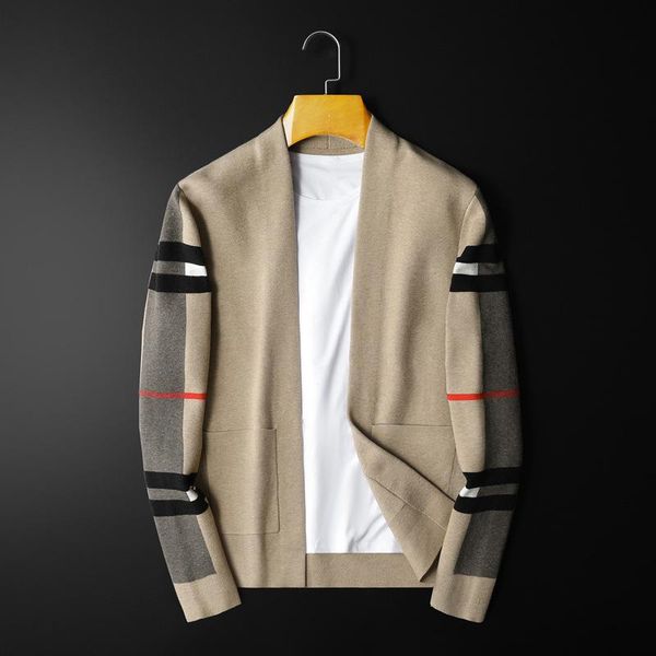 

fashion men's jacket autumn winter men's cardigan sweater 20ss new shirt collar striped fashion sweater jacket coat large size coa, White;black