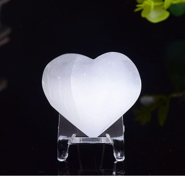 

1pc natural white love selenite plaster ore mineral reiki healing home decoration collection diy gifts qylhkm, Black
