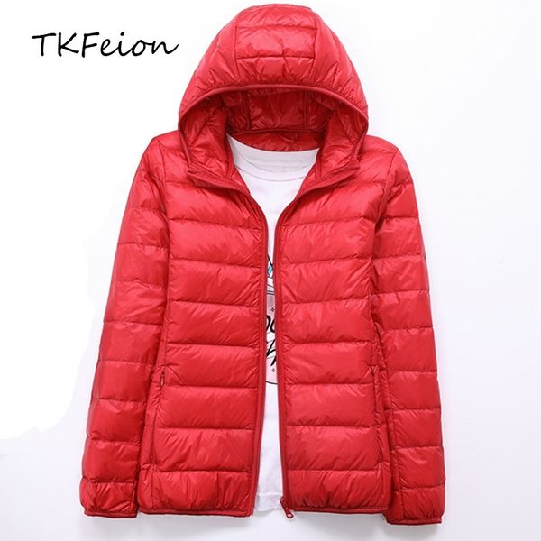 

womens autumn jackets fashion ultra-thin with hooded ladies slim coats plus size 4xl 5xl 6xl 90% duck down female coat t200212, Black;brown