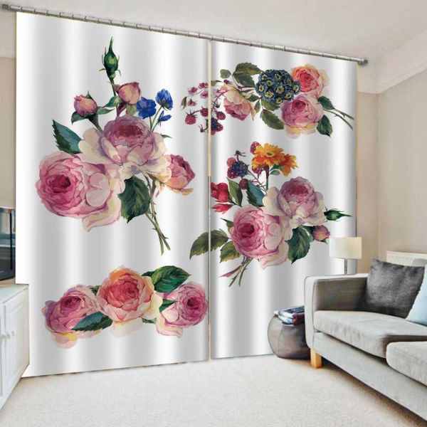 

curtain & drapes modern style 3d brief flower curtains for living room bedroom white window treatment