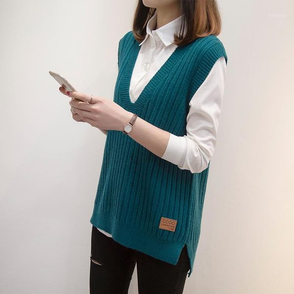 

han edition of new fund of 2019 autumn winters wool vest outside wearing a waistcoat sleeveless sweater vest big yards1, Black;white