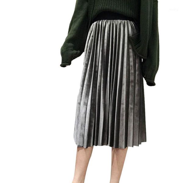 

new new 2020 autumn and winter section tight women's velvet high waist skirt pleated skirt high waist velvet pleated1, Black