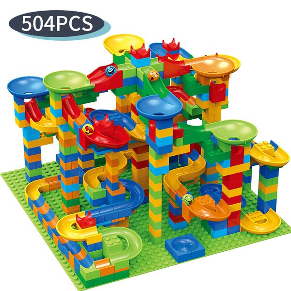 504 PZ Marble Race Run Maze Ball Billes Enfant Building Blocks Imbuto Slide Blocks DIY Big Sottobicchieri Giocattoli per bambini Istruzione regalo