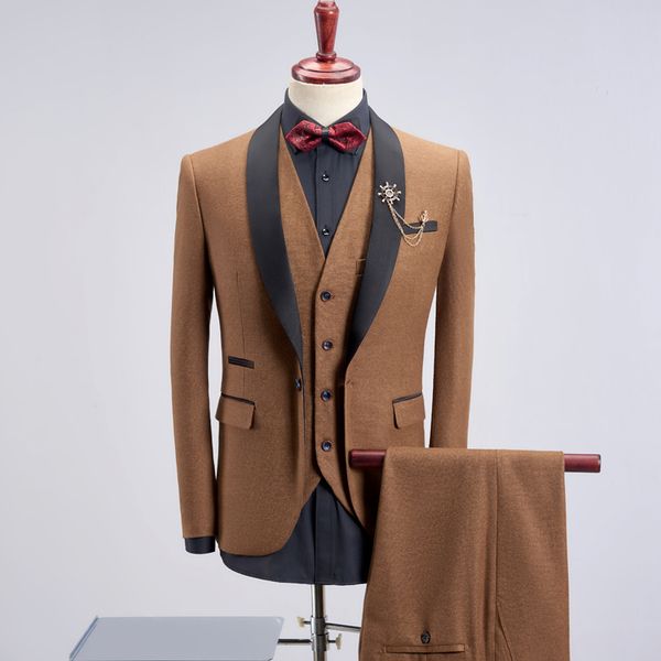 

2020 suit, three-piece as a banquet host performance, wedding dress of the groom's groomsmen jacket vest + pants 89iu, White;black
